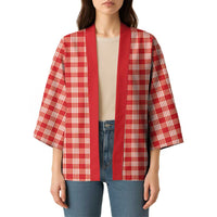 Red Japanese Palaka Pride Kimono - Polynesian Pride