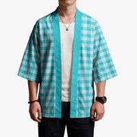 Turquoise Japanese Palaka Pride Kimono - Polynesian Pride