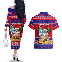 Custom Guam Christmas Couples Matching Off The Shoulder Long Sleeve Dress and Hawaiian Shirt Guaman Santas Felis Pasgua LT14 - Polynesian Pride