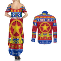 Custom Philippines Christmas Couples Matching Summer Maxi Dress and Long Sleeve Button Shirt Filipino Parol Maligayang Pasko LT14 - Polynesian Pride