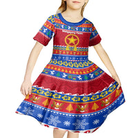 Custom Philippines Christmas Kid Short Sleeve Dress Filipino Parol Maligayang Pasko LT14 - Polynesian Pride