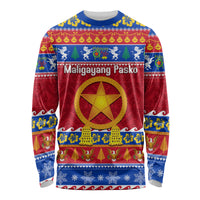 Custom Philippines Christmas Long Sleeve Shirt Filipino Parol Maligayang Pasko LT14 Unisex Blue - Polynesian Pride