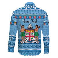 Custom Fiji Christmas Family Matching Long Sleeve Bodycon Dress and Hawaiian Shirt Fijian Tapa Marau na Kerisimasi LT14 - Polynesian Pride