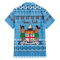 Custom Fiji Christmas Family Matching Short Sleeve Bodycon Dress and Hawaiian Shirt Fijian Tapa Marau na Kerisimasi LT14 - Polynesian Pride