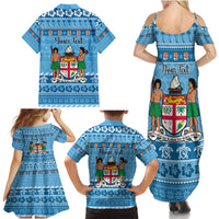 Custom Fiji Christmas Family Matching Summer Maxi Dress and Hawaiian Shirt Fijian Tapa Marau na Kerisimasi LT14 - Polynesian Pride