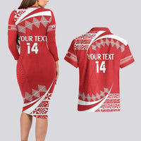 Custom Mate Maa Tonga Couples Matching Long Sleeve Bodycon Dress and Hawaiian Shirt 2024 Go Champions LT14 - Polynesian Pride
