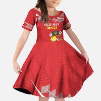 Custom Mate Maa Tonga Family Matching Tank Maxi Dress and Hawaiian Shirt 2024 Go Champions LT14 Daughter's Dress Red - Polynesian Pride