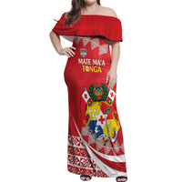 Custom Mate Maa Tonga Off Shoulder Maxi Dress 2024 Go Champions LT14 Women Red - Polynesian Pride