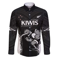 Aotearoa Rugby Custom Family Matching Long Sleeve Bodycon Dress and Hawaiian Shirt Maori Kiwi - Mascot Style