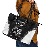 Aotearoa Rugby Custom Leather Tote Bag Maori Kiwi - Mascot Style LT14 - Polynesian Pride