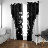 Aotearoa Rugby Custom Window Curtain Maori Kiwi - Mascot Style LT14 With Grommets Black - Polynesian Pride