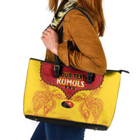 Papua New Guinea Rugby Custom Leather Tote Bag Go Kumuls PNG - Polynesian Pattern LT14 Yellow - Polynesian Pride