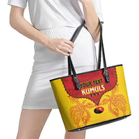 Papua New Guinea Rugby Custom Leather Tote Bag Go Kumuls PNG - Polynesian Pattern LT14 - Polynesian Pride