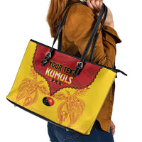 Papua New Guinea Rugby Custom Leather Tote Bag Go Kumuls PNG - Polynesian Pattern LT14 - Polynesian Pride
