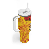 Custom Papua New Guinea Rugby Tumbler With Handle Go Kumuls PNG - Polynesian Pattern LT14 - Polynesian Pride