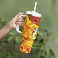 Custom Papua New Guinea Rugby Tumbler With Handle Go Kumuls PNG - Polynesian Pattern LT14 - Polynesian Pride