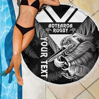Aotearoa Silver Fern Rugby Custom Beach Blanket 2024 Go Kiwi LT14 - Polynesian Pride