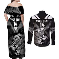 Aotearoa Silver Fern Rugby Custom Couples Matching Off Shoulder Maxi Dress and Long Sleeve Button Shirt 2024 Go Kiwi LT14 - Polynesian Pride