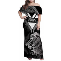 Aotearoa Silver Fern Rugby Custom Family Matching Off Shoulder Maxi Dress and Hawaiian Shirt 2024 Go Kiwi