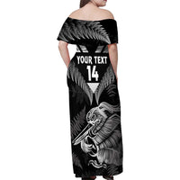 Aotearoa Silver Fern Rugby Custom Family Matching Off Shoulder Maxi Dress and Hawaiian Shirt 2024 Go Kiwi
