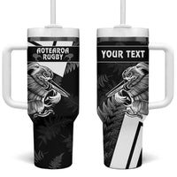 Custom Aotearoa Silver Fern Rugby Tumbler With Handle 2024 Go Kiwi LT14 One Size: 40 oz Black - Polynesian Pride