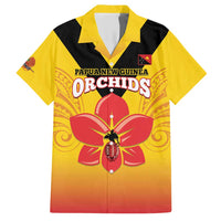 Orchids PNG Rugby Custom Family Matching Short Sleeve Bodycon Dress and Hawaiian Shirt Go Champions Papua New Guinea