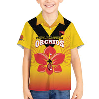 Orchids PNG Rugby Custom Family Matching Tank Maxi Dress and Hawaiian Shirt Go Champions Papua New Guinea