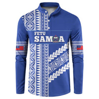 Fetu Samoa Rugby Custom Button Sweatshirt Siapo Pattern - Sporty Style