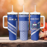 Custom Fetu Samoa Rugby Tumbler With Handle Siapo Pattern - Sporty Style