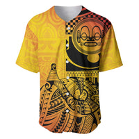 Marquesas Islands Baseball Jersey Marquesan Matatiki Fish Hook Patutiki LT14 Yellow - Polynesian Pride