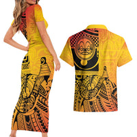 Marquesas Islands Couples Matching Short Sleeve Bodycon Dress and Hawaiian Shirt Marquesan Matatiki Fish Hook Patutiki - Polynesian Pride