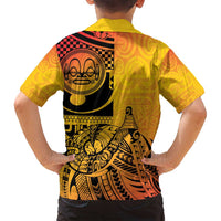 Marquesas Islands Family Matching Off Shoulder Maxi Dress and Hawaiian Shirt Marquesan Matatiki Fish Hook Patutiki LT14 - Polynesian Pride