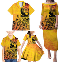 Marquesas Islands Family Matching Puletasi and Hawaiian Shirt Marquesan Matatiki Fish Hook Patutiki - Polynesian Pride