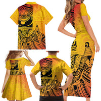 Marquesas Islands Family Matching Short Sleeve Bodycon Dress and Hawaiian Shirt Marquesan Matatiki Fish Hook Patutiki - Polynesian Pride