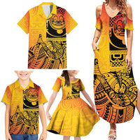 Marquesas Islands Family Matching Summer Maxi Dress and Hawaiian Shirt Marquesan Matatiki Fish Hook Patutiki - Polynesian Pride