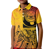 Marquesas Islands Kid Polo Shirt Marquesan Matatiki Fish Hook Patutiki LT14 Kid Yellow - Polynesian Pride