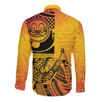 Marquesas Islands Long Sleeve Button Shirt Marquesan Matatiki Fish Hook Patutiki - Polynesian Pride