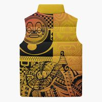Marquesas Islands Sleeveless Puffer Jacket Marquesan Matatiki Fish Hook Patutiki - Polynesian Pride