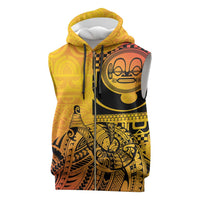 Marquesas Islands Sleeveless Zip Hoodie Marquesan Matatiki Fish Hook Patutiki LT14 Yellow - Polynesian Pride