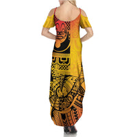 Marquesas Islands Summer Maxi Dress Marquesan Matatiki Fish Hook Patutiki LT14 - Polynesian Pride