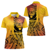 Marquesas Islands Women Polo Shirt Marquesan Matatiki Fish Hook Patutiki LT14 - Polynesian Pride