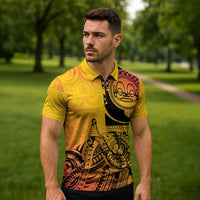 Marquesas Islands Zipper Polo Shirt Marquesan Matatiki Fish Hook Patutiki LT14 - Polynesian Pride