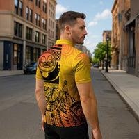 Marquesas Islands Zipper Polo Shirt Marquesan Matatiki Fish Hook Patutiki LT14 - Polynesian Pride