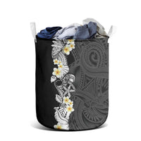 Black Samoa Tattoo Laundry Basket Plumeria Samoan Ocean Tatau Pattern LT14 - Polynesian Pride