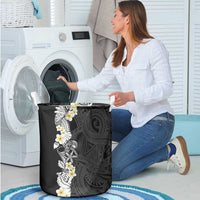 Black Samoa Tattoo Laundry Basket Plumeria Samoan Ocean Tatau Pattern LT14 - Polynesian Pride