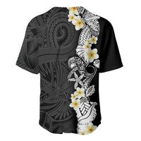 Black Samoa Tattoo Baseball Jersey Plumeria Samoan Ocean Tatau Pattern LT14 - Polynesian Pride