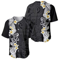 Black Samoa Tattoo Baseball Jersey Plumeria Samoan Ocean Tatau Pattern - Polynesian Pride