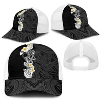 Black Samoa Tattoo Baseball Net Cap Plumeria Samoan Ocean Tatau Pattern LT14 - Polynesian Pride