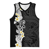 Black Samoa Tattoo Basketball Jersey Plumeria Samoan Ocean Tatau Pattern LT14 Unisex Black - Polynesian Pride