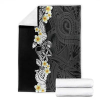 Black Samoa Tattoo Blanket Plumeria Samoan Ocean Tatau Pattern - Polynesian Pride